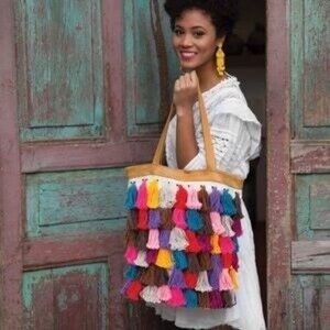 NWOT  - Noonday Collection La Gloria Bag Colorful Yarn Tassel Tote -  RETIRED